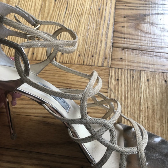 Jimmy Choo Strappy Sandals Size 43 / 12, Beige/Gold - Picture 8 of 15
